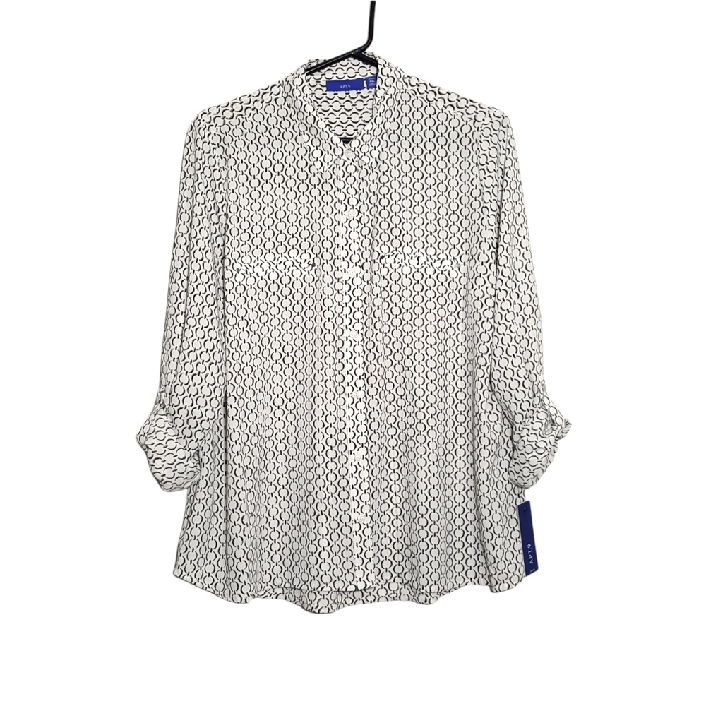 APT. 9 | NEW button front long sleeve tab blouse petite XL